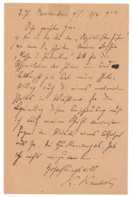 Lot #189 Karl Kautsky Autograph Letter Signed