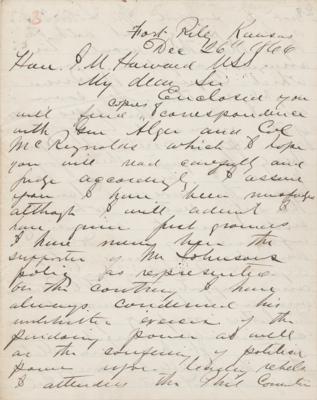 Lot #251 George A. Custer Autograph Letter Signed on Andrew Johnson and Suffrage for 