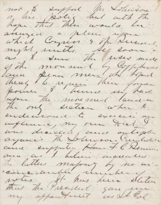 Lot #251 George A. Custer Autograph Letter Signed on Andrew Johnson and Suffrage for 