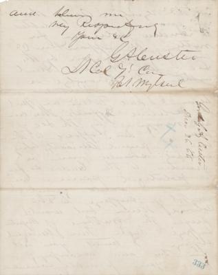 Lot #251 George A. Custer Autograph Letter Signed on Andrew Johnson and Suffrage for 