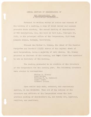 Lot #330 Walt Disney Signed WED Enterprises Document - confirming the company's 1956 board of directors - Image 2