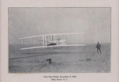 Lot #281 Orville Wright Signed Photograph of Man's First Flight - Image 1