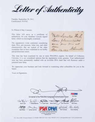 Lot #9 Abraham Lincoln Autograph Note Signed as President, Summoning a Supporter to the White House - Image 4