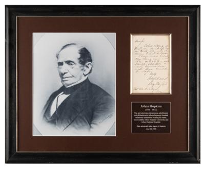 Lot #182 Johns Hopkins Autograph Letter Signed