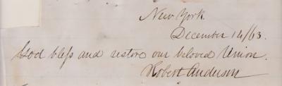 Lot #264 Robert Anderson Civil War-Dated Autograph Quotation Signed: 