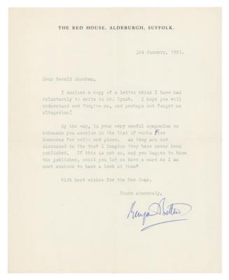 Lot #438 Benjamin Britten Typed Letter Signed