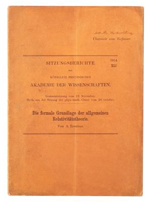 Lot #141 Albert Einstein Hand-Annotated Presentation Offprint of 