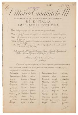Lot #212 Benito Mussolini and Vittorio Emanuele III Document Signed - Image 1