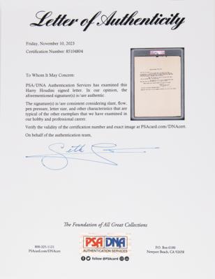 Lot #583 Harry Houdini Typed Letter Signed to a Fellow Magician - Image 4