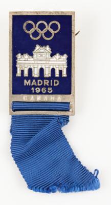 Lot #3264 63rd IOC Session in Madrid, 1965. IOC Badge Presented to Member James Worrall - Image 1