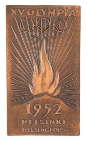 Lot #3176 Helsinki 1952 Summer Olympics Torchbearer Diploma and Plaque - Image 2