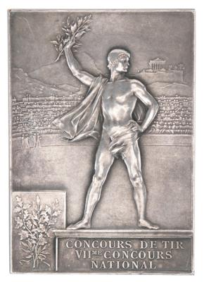 Lot #3048 Paris 1900 Olympics Silvered Bronze Winner's Medal for Shooting - Image 2
