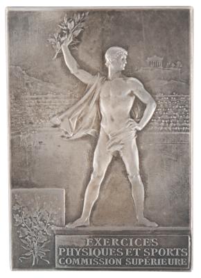 Lot #3053 Paris 1900 Olympics Silver Organizing Committee Plaque with Rare Case - Image 2