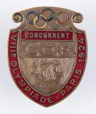 Lot #3199 Paris 1924 Summer Olympics Competitor's Participation Badge - Image 1