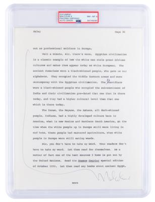 Lot #143 Malcolm X Signed Page for Alex Haley’s 1963 Playboy Interview – Discussing European Thievery of African Culture (PSA NM-MT 8) - Image 1