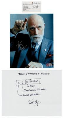 Lot #169. Vint Cerf (3) Signed Items &ndash; Sketch, Photograph, and Business Card