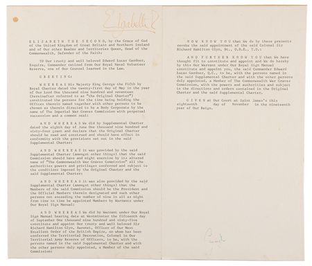Lot #231 Queen Elizabeth II Document Signed - Image 1