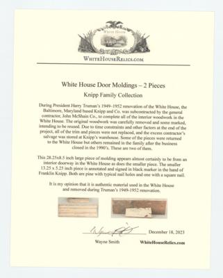 Lot #44 White House (2) Doorway Molding Sections: Well-documented White House doorway moldings with multi-layered paint?a view into the Executive Mansion's decades of decoration - Image 4