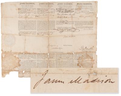 Lot #99 James Madison Ship's Papers Signed as President for a 