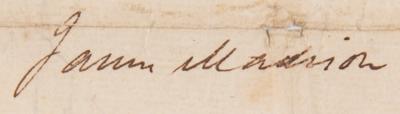 Lot #99 James Madison Ship's Papers Signed as President for a 