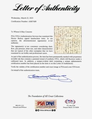 Lot #420 Hector Berlioz Autograph Letter Signed: 