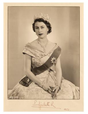 Lot #140 Queen Elizabeth II Signed Portrait Photograph by Dorothy Wilding - Image 1
