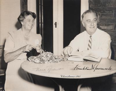 Lot #28 Franklin and Eleanor Roosevelt Signed Photograph as President and First Lady - a rare dual-signed 1941 Christmas portrait from the White House - Image 1