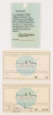 Lot #293 Apollo 17 Launch and Rollout Badges (3) Group Lot - Image 2