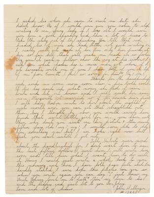 Lot #157 John Dillinger Autograph Letter Signed from Prison: 
