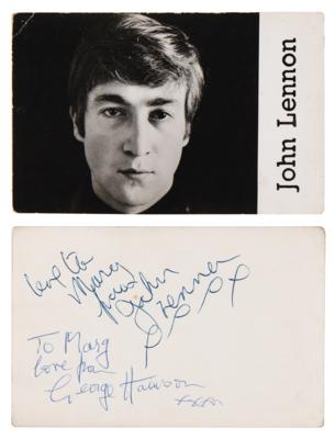 Lot #426 Beatles: John Lennon and George Harrison Signed Promotional Card (circa 1962) - Image 1