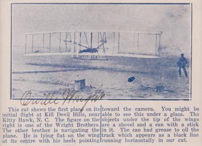 Lot #275 Orville Wright Signed Photograph of Man's First Flight - Image 1