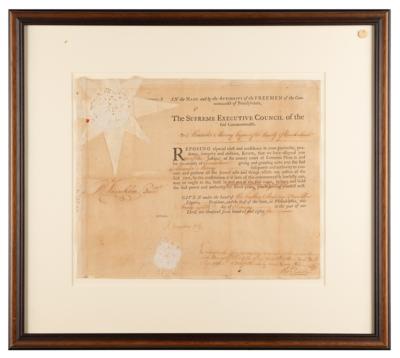 Lot #131 Benjamin Franklin Document Signed as President of Pennsylvania, Assigning a Justice to 