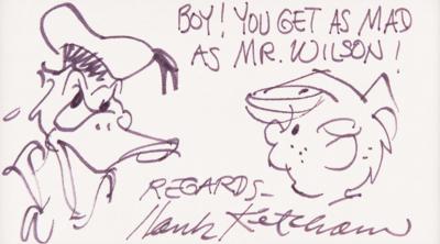 Lot #385 Hank Ketcham Original Sketch of Donald Duck and Dennis the Menace - Image 1