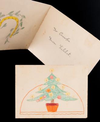 Lot #139 Queen Elizabeth II Hand-Drawn and -Colored Christmas Card for Her Governess, Marion Crawford - Image 1