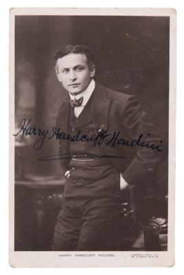 Lot #513 Harry Houdini Signed Postcard Photograph - 