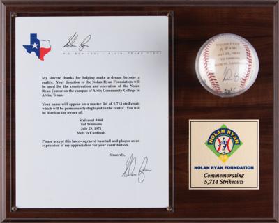 Lot #613 Nolan Ryan Signed Baseball and Typed Letter Signed - Image 1
