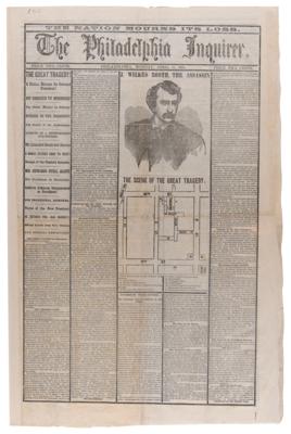 Lot #83 Abraham Lincoln: The Philadelphia Inquirer Newspaper from April 17, 1865, with Rare Portrait of John Wilkes Booth - Image 1