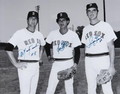Lot #588 Boston Red Sox: Yastrzemski, Evans, and Beniquez Signed Photograph - Image 1