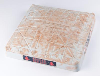 Lot #592 Fenway Park: Boston Red Sox vs. Baltimore Orioles Game-Used Base and Lineup Card Group Lot - Image 1