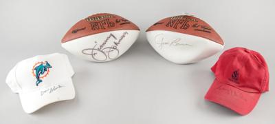 Lot #594 Football Hall of Famers: Brown, Unitas, Shula, and Johnson (4) Signed Items - Image 1