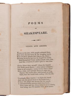 Lot #417 William Shakespeare: The Poems of Shakespeare (First American Collection of His Poetry, 1807): The first edition of Shakespeare's poems to be published in America - Image 4