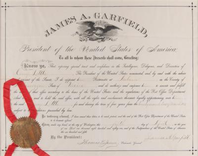 Lot #23 President James A. Garfield Appoints a Maine Postmaster - Exceedingly Rare Presidential Document - Image 1