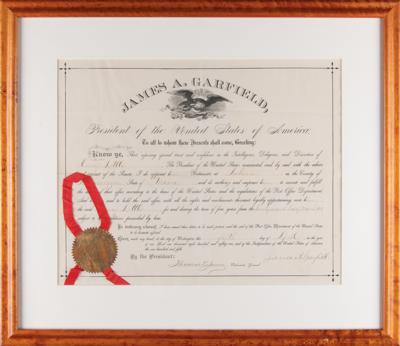 Lot #23 President James A. Garfield Appoints a Maine Postmaster - Exceedingly Rare Presidential Document - Image 2