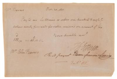 Lot #5 Thomas Jefferson Autograph Letter Signed as President, Paying His White House Butler - Image 1