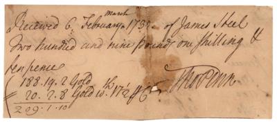 Lot #217 Thomas Penn Twice-Signed Document - Image 1