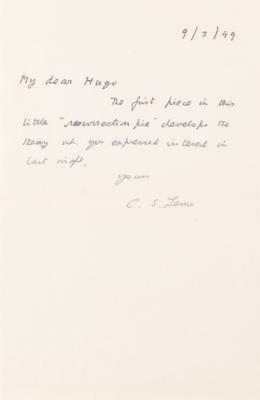 Lot #413 C. S. Lewis Autograph Letter Signed to Inklings Friend Hugo Dyson, with First Edition of Transposition and Other Addresses - Image 1
