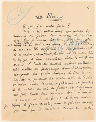 Lot #403 Emile Zola and Alfred Bruneau Autograph Manuscripts Signed - 