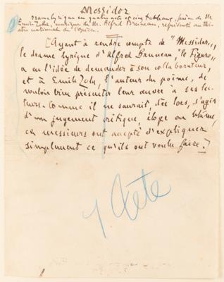 Lot #403 Emile Zola and Alfred Bruneau Autograph Manuscripts Signed - 