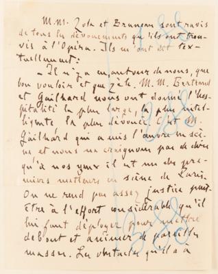 Lot #403 Emile Zola and Alfred Bruneau Autograph Manuscripts Signed - 