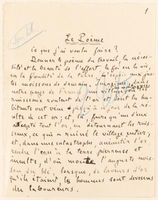 Lot #403 Emile Zola and Alfred Bruneau Autograph Manuscripts Signed - 